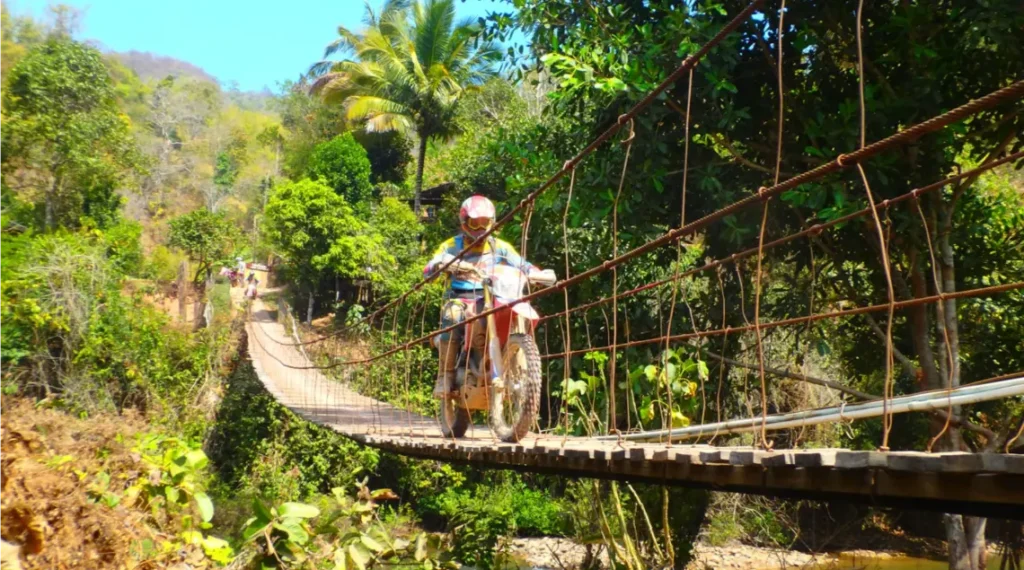 Motorcycle Day Tour Thailand – Pattaya Jungle Enduro Adventure suspension bridge